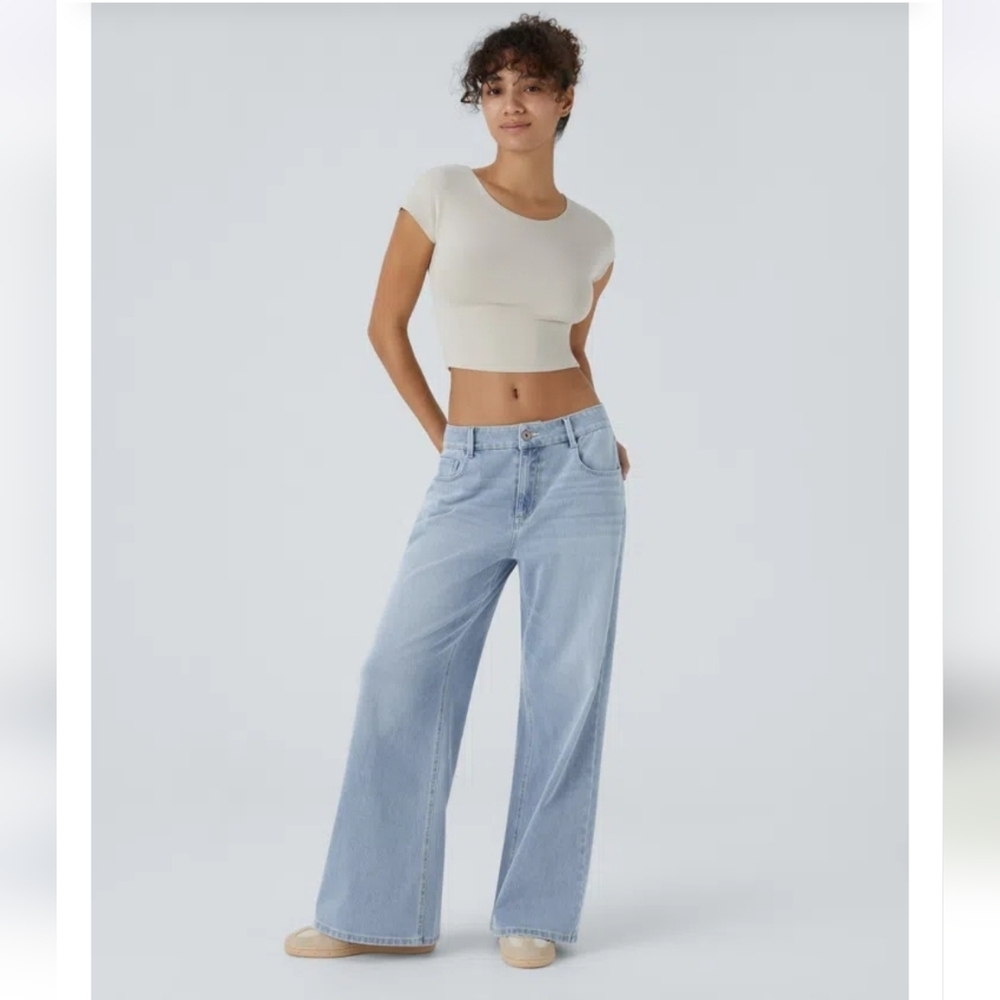 Halara NWTs  Flex™ Low Rise Zipper Pockets Washed Baggy Wide Leg
